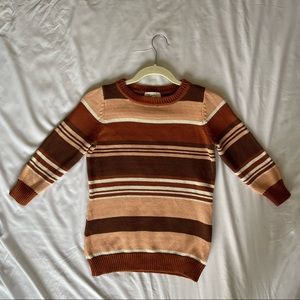 Forever21 3/4 Sleeve Striped Sweater